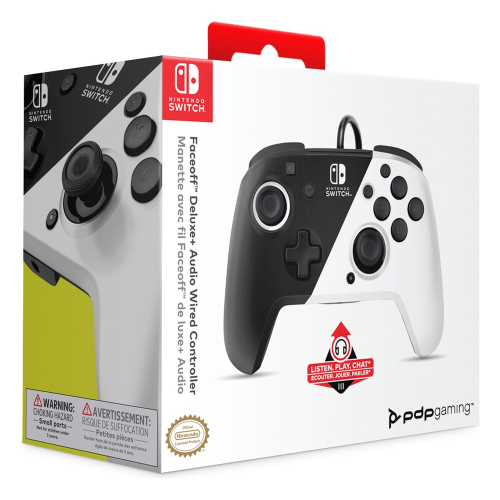 PDP Nintendo Switch Faceoff Deluxe Controller + Audio – Black & White