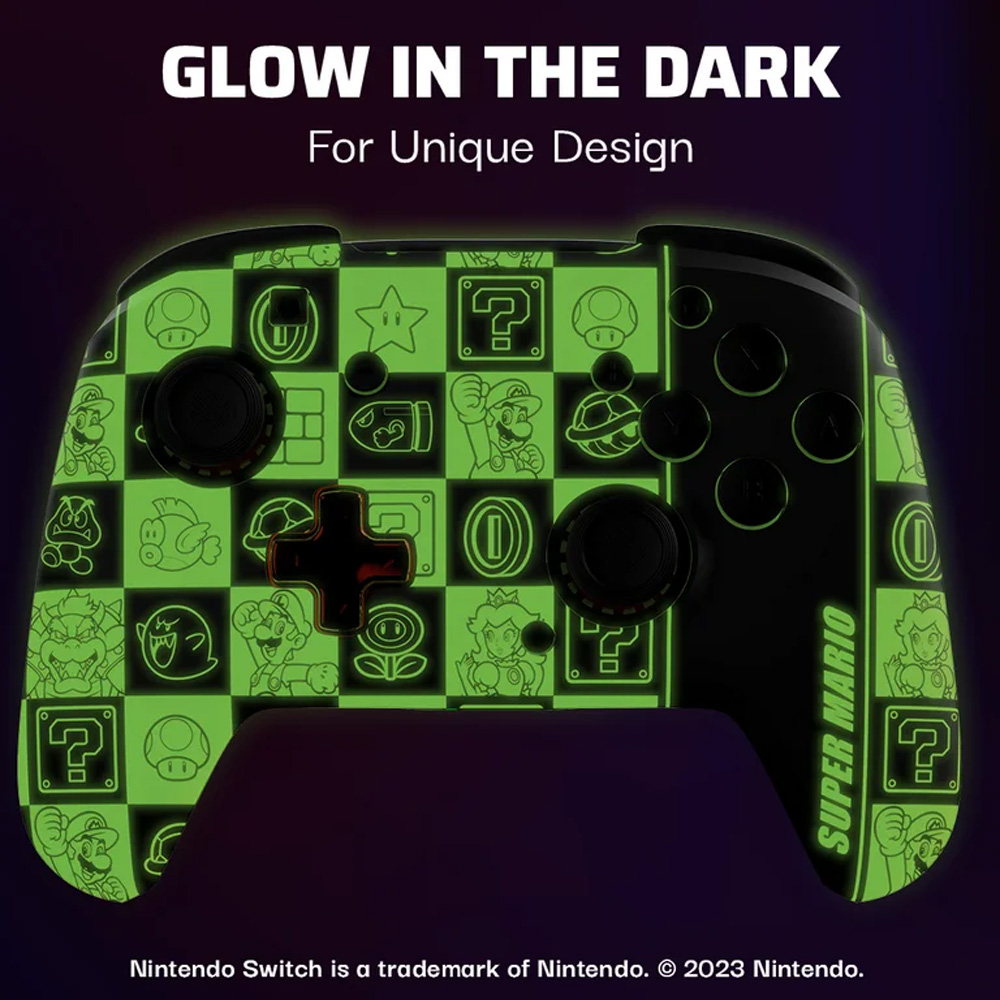 PDP Nintendo Switch Wireless Controller Rematch – Super Icons Glow In The Dark