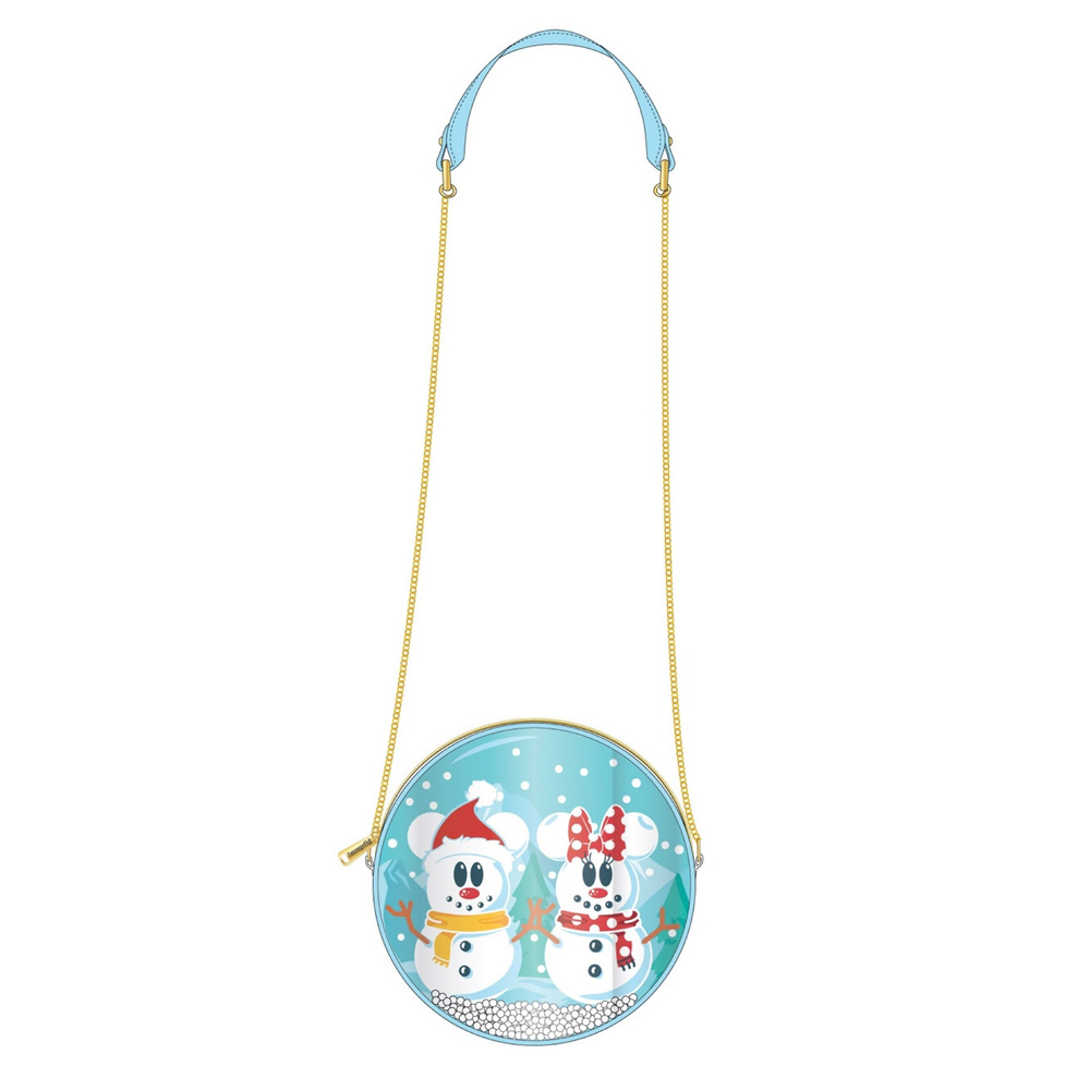 Loungefly Disney Snowman Mickey Minnie Snow Globe Crossbody Bag