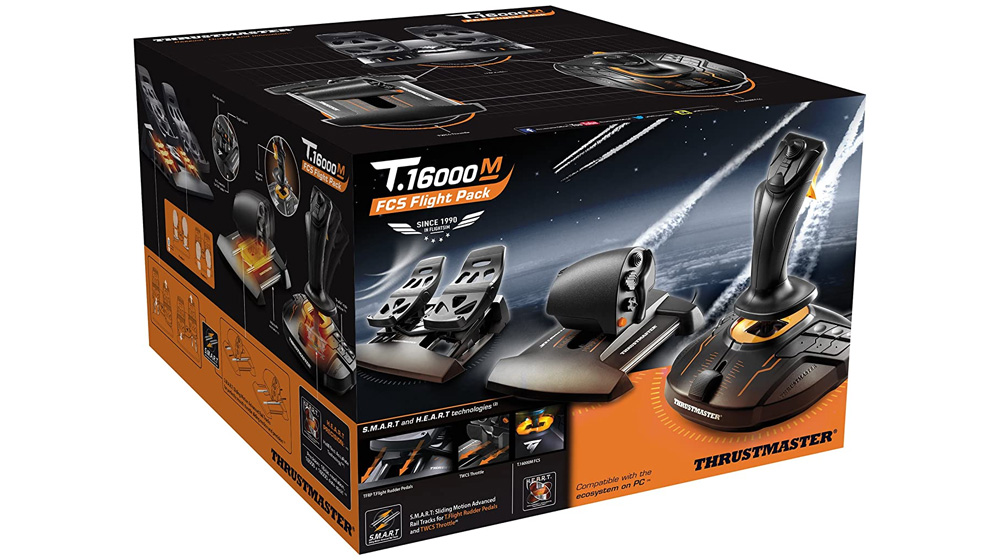 Thrustmaster T16000M FCS Flight Pack – Joystick/Foot pedals/Fader