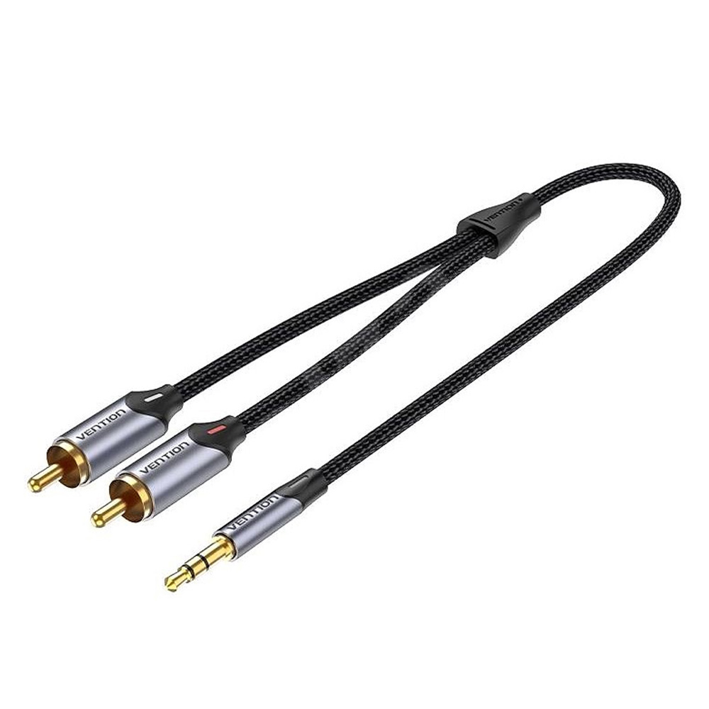 Vention 3,5mm na 2 cinca kabl 5m – Sivi