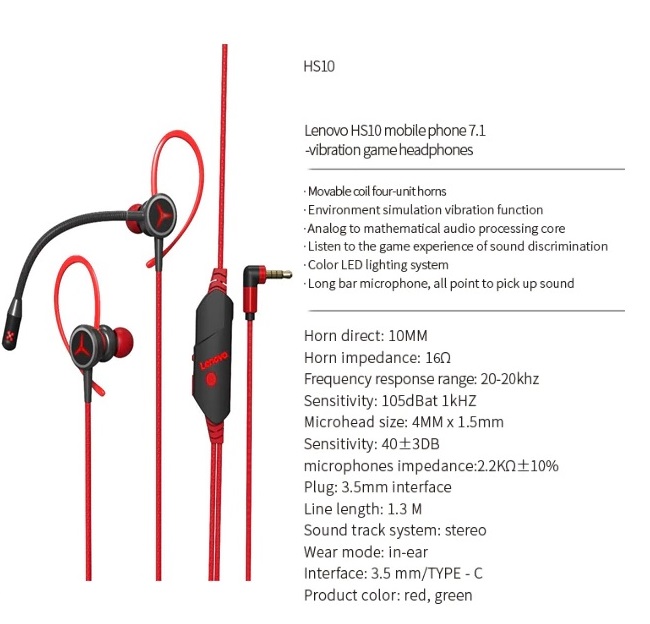 Lenovo Lenovo HS-10 Surround 7.1 Gaming Headset, Green