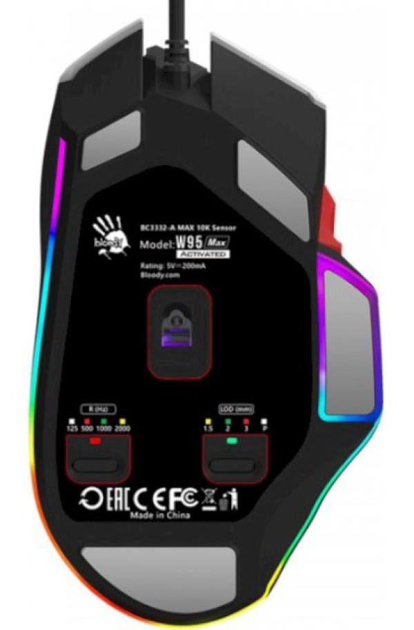 A4-W95 Max NARAKA Bloody RGB Gejmerski mis, 2000Hz/100-12.000 DPI, White USB 135mm