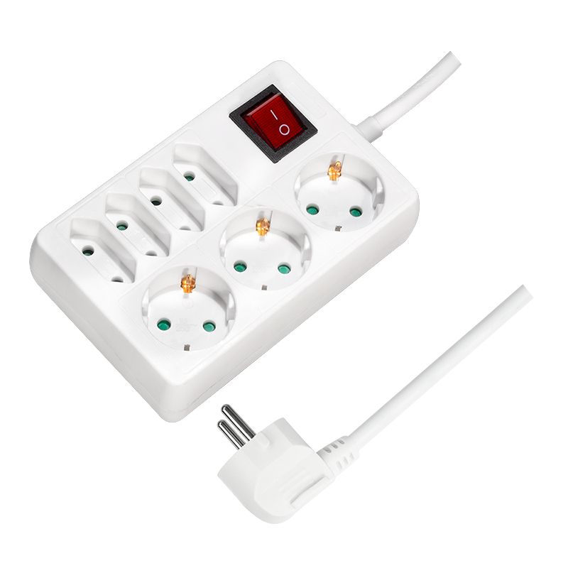 LogiLink Logilink produžni kabl 7 mesta, 3x CEE 7/3, 4x CEE 7/16, prekidač, 5.0m, beli