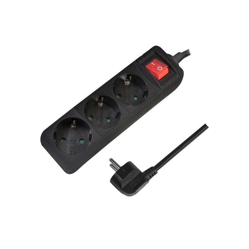 LogiLink Logilink produžni kabl 3 mesta, prekidač, 1.5m, crni