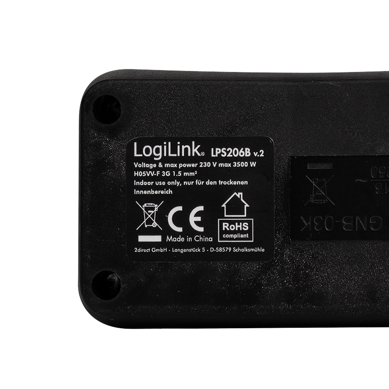 LogiLink Logilink produžni kabl 3 mesta, prekidač, 1.5m, crni