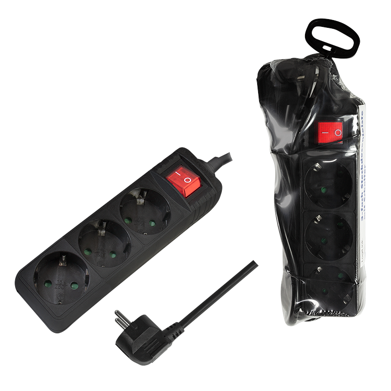 LogiLink Logilink produžni kabl 3 mesta, prekidač, 1.5m, crni