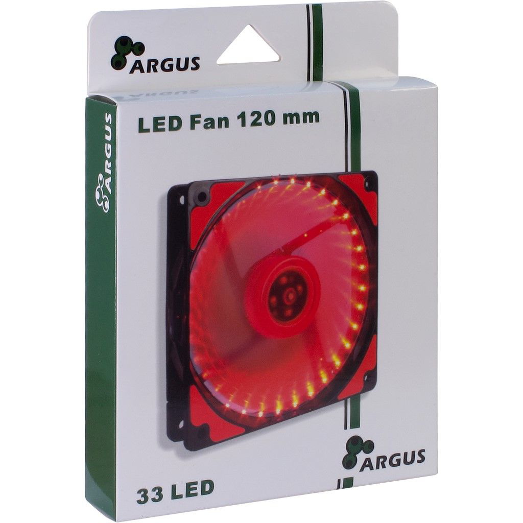 InterTech InterTech Fan Argus L-12025 RD, 120mm LED, Red