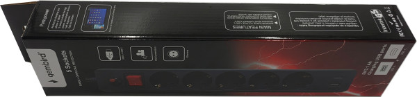 SPG5-B-6(3G1.5)**Gembird produzni kabl sa zastitom 5 uticnica, 5V/3.1A USB-A+C 16A/3500W 1.8m (743)