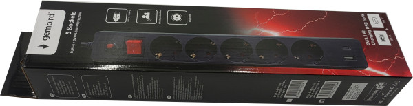SPG5-B-6(3G1.5)**Gembird produzni kabl sa zastitom 5 uticnica, 5V/3.1A USB-A+C 16A/3500W 1.8m (743)