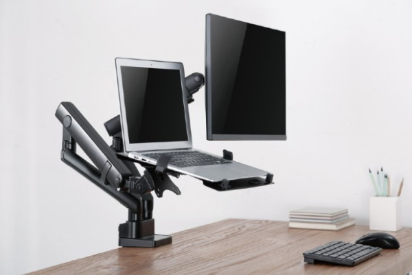 MA-DA3-02 Gembird Podesivi stoni drzac za monitor tilt, 17-32 max.2x8kg +nosac za laptop,full-motion