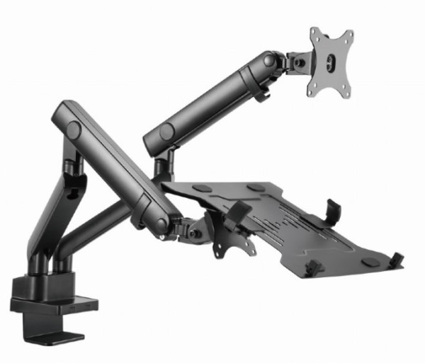 MA-DA3-02 Gembird Podesivi stoni drzac za monitor tilt, 17-32 max.2x8kg +nosac za laptop,full-motion