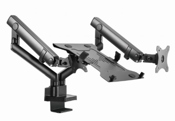 MA-DA3-02 Gembird Podesivi stoni drzac za monitor tilt, 17-32 max.2x8kg +nosac za laptop,full-motion
