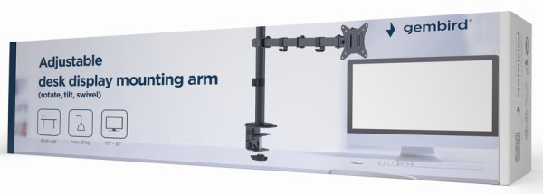 MA-D1-01 Gembird Podesivi stoni drzac za monitor jedna ruka-Produzeni, tilt, 17-32 max.9kg