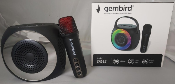 SPK-L2 ** Gembird Bluetooth karaoke zvucnik RGB,10W,1800mAh, USB, microSD, AUX +mikrofon 500mAh(1360