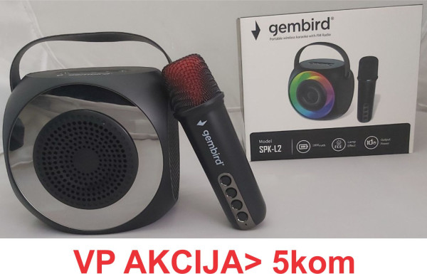 SPK-L2 ** Gembird Bluetooth karaoke zvucnik RGB,10W,1800mAh, USB, microSD, AUX +mikrofon 500mAh(1360