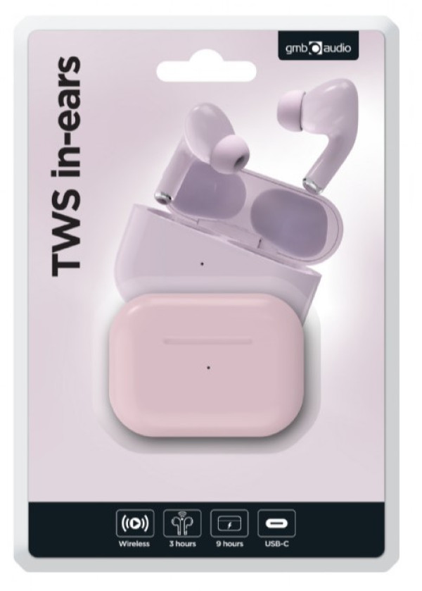 TWS-03-P Gembird bluetooth V5.0 slusalice, TWS, pink