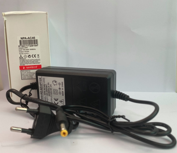 NPA-AC46  ** Gembird punjac 12v/2A  24W, 1m kabl, Coper napajanje, DC 5.5×2.1mm CE(327)