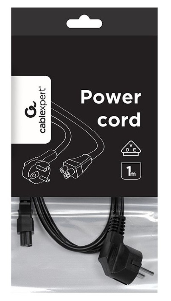 PC-186-ML12-1M Gembird Detelina napojni kabl za notebook, VDE certifikat 1m