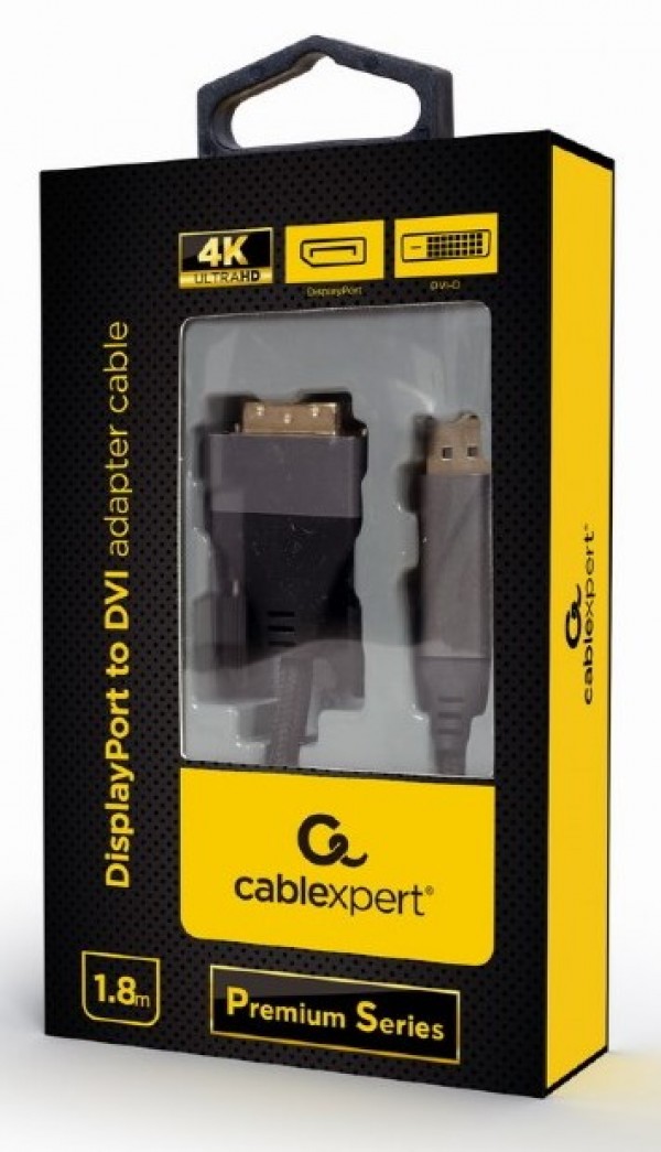 CC-DPM-DVIM-4K-6 Gembird DisplayPort na DVI digital interface kabl 4K at 30 Hz, Premium Series 1.8m