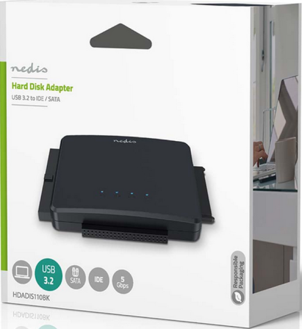HDADIS110BK USB3.2 za 2.5-3.5 HDD, IDE + SATA Adapter