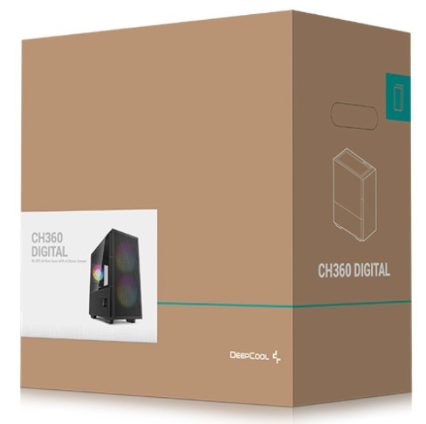 DeepCool CH360 DIGITAL mATX Kuciste,Dual Status Display, 2xLED 140mm +1x120mm, Staklena strana,USB-C