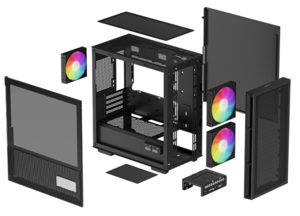 DeepCool CH360 DIGITAL mATX Kuciste,Dual Status Display, 2xLED 140mm +1x120mm, Staklena strana,USB-C