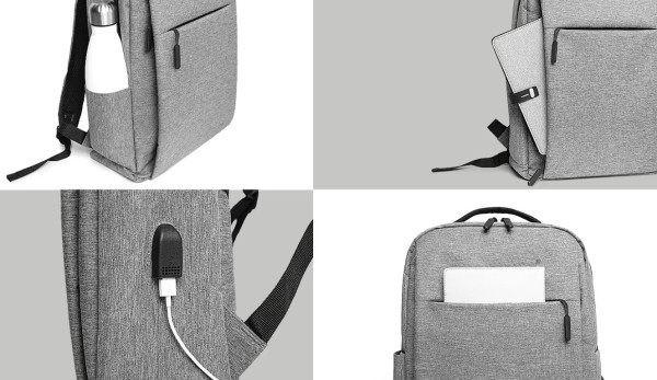 Ranac poslovni MARTIN Sivi za laptop 15,6inc 42x34x12cm USB konektor