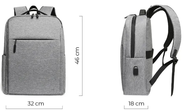 Ranac poslovni MARTIN Sivi za laptop 15,6inc 42x34x12cm USB konektor