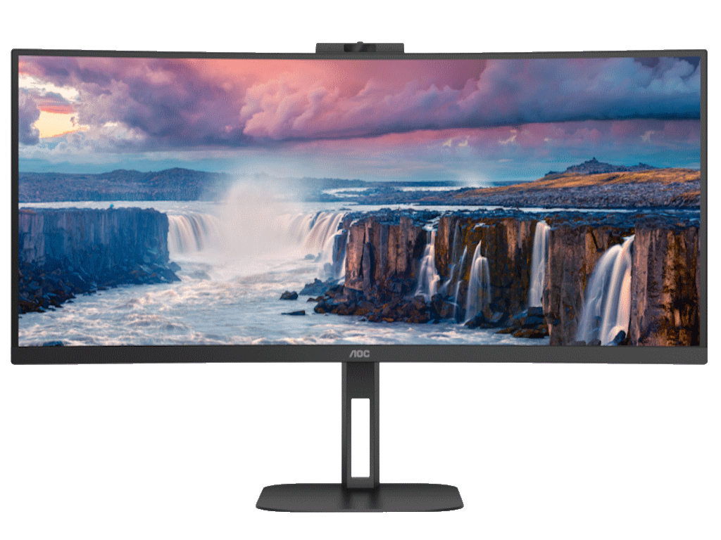 AOC Monitor AOC CU34V5CW/BK 34″/VA,zakrivljen,21:9/3440×1440/100Hz/1ms MPRT/HDMI,DP,USB/visina/kamera