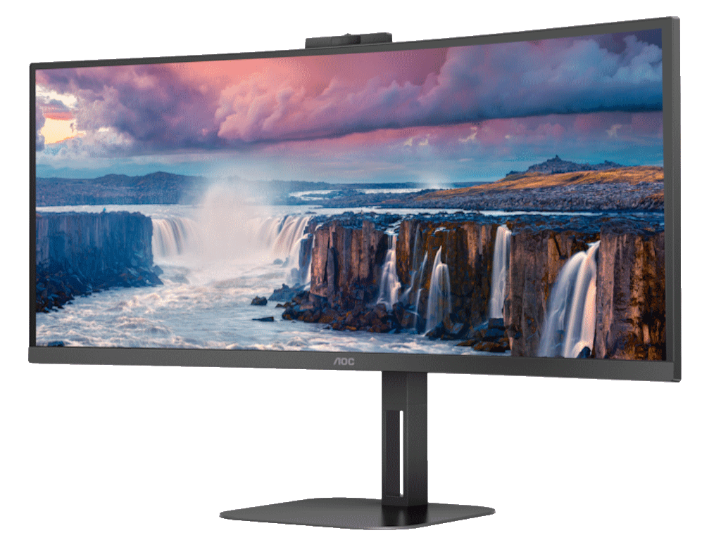AOC Monitor AOC CU34V5CW/BK 34″/VA,zakrivljen,21:9/3440×1440/100Hz/1ms MPRT/HDMI,DP,USB/visina/kamera