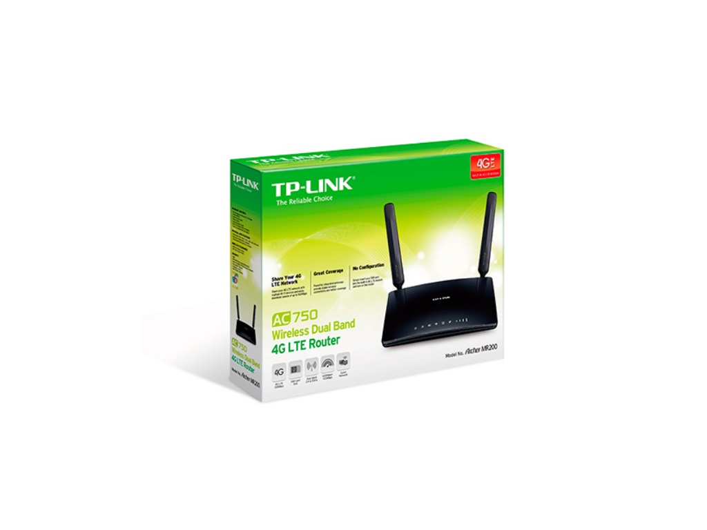 TP-Link Bežicni ruter TP-LINK ARCHER MR200 Wi-Fi/AC750/433Mbps/300Mbps/4G LTE/SIM/1xWAN 3xLAN/2 antene