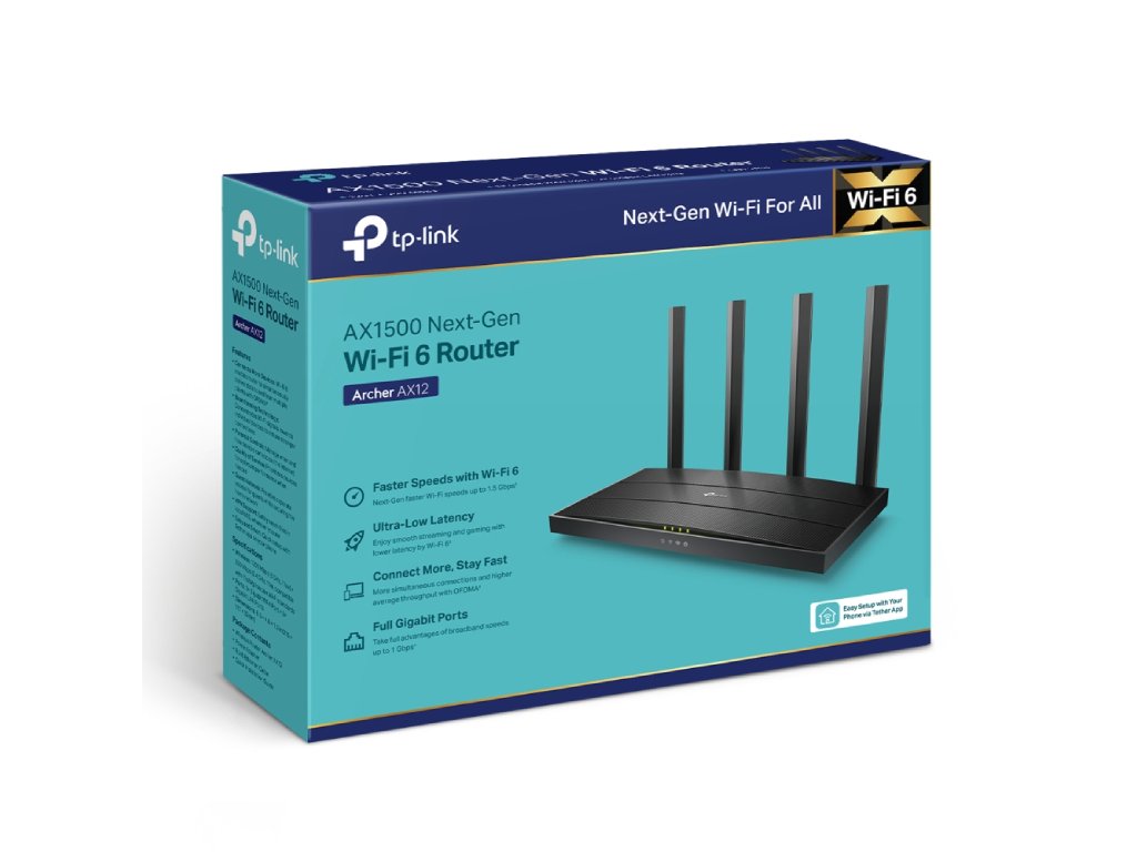 TP-Link Bežicni ruter TP-LINK ARCHER AX12 WiFi/AX1500/1201Mbps/300Mbps/1GWAN 4GLAN/4 antene