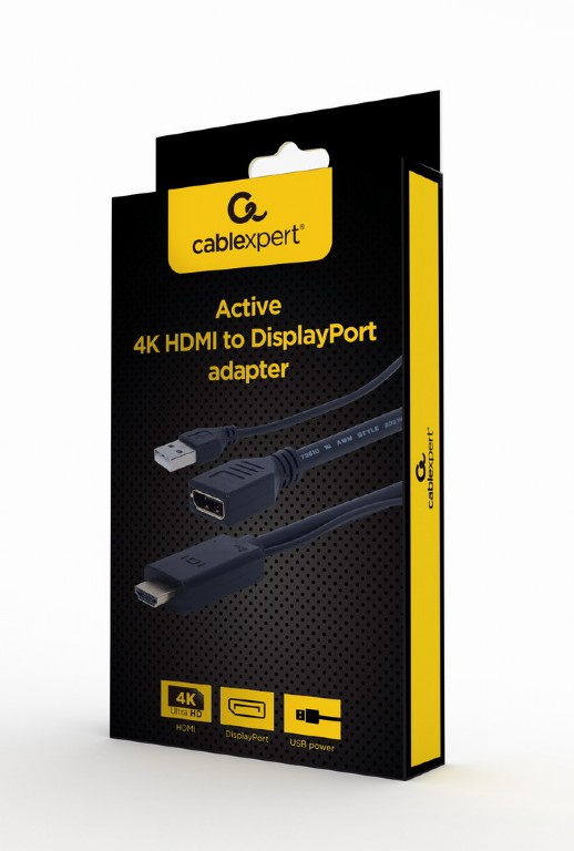 Gembird Active 4K HDMI male to DisplayPort female adapter, black