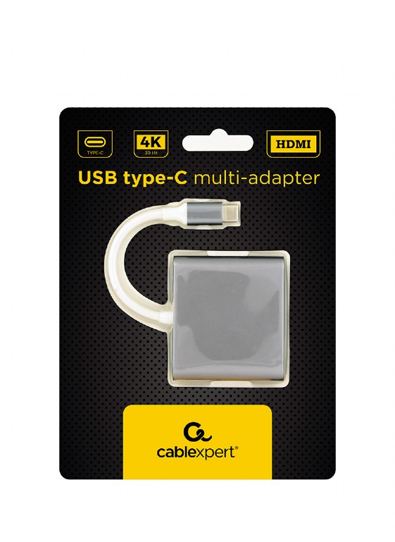 Gembird USB type-C multi-adapter, Space Grey