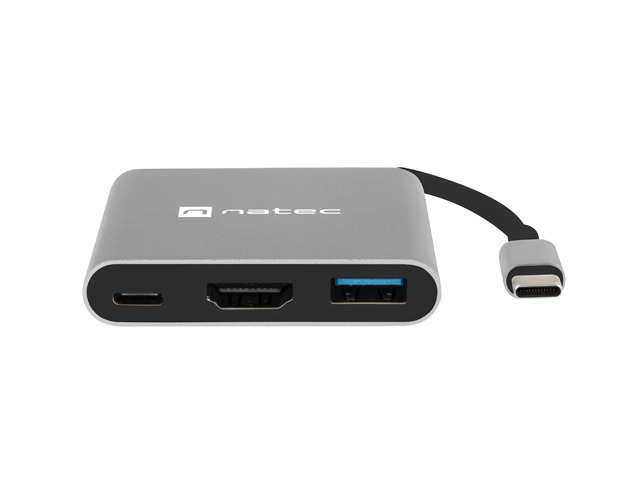 Natec FOWLER MINI, USB-C Multiport Adapter, USB-C to USB-C(PD2.0)/USB3.0/HDMI, M/F, Cable 11cm