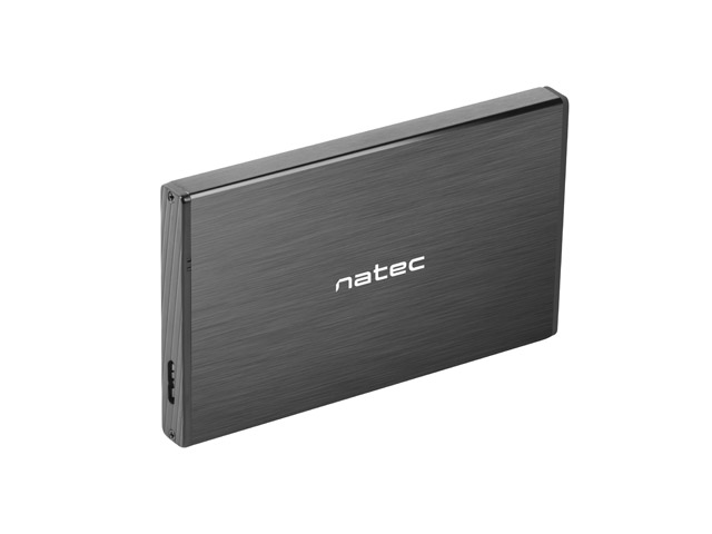Natec RHINO GO, HDD/SSD External Enclosure 2.5″,  SATA III, USB3.0, Aluminium, Black