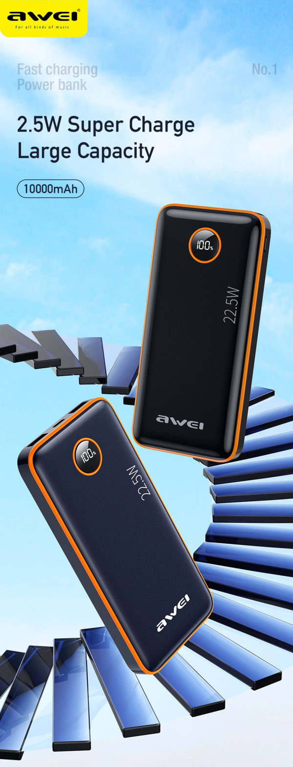 AWEI Powerbank AWEI P143K 10.000 mAh Li-Polymer