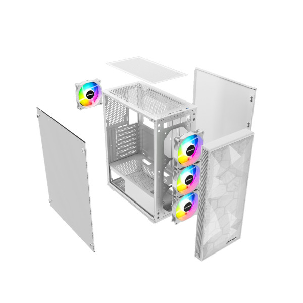 Raidmax Kuciste Raidmax Talos window/White, 4x 120mm FRGB/650W/RT650RGBW