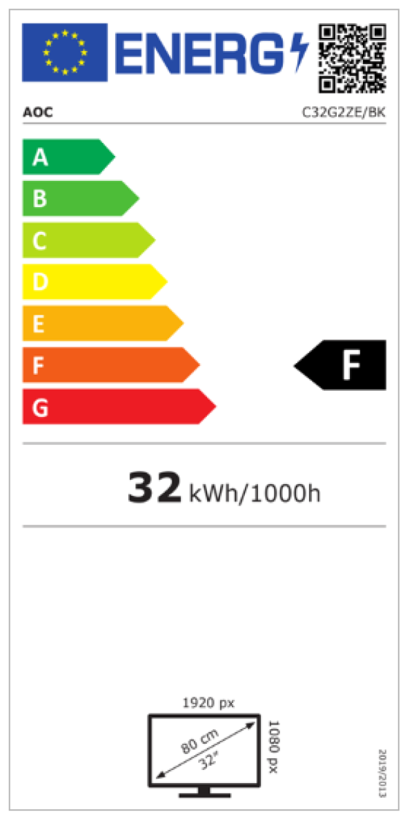AOC Monitor 31.5″ AOC C32G2ZE/BK VA 1920×1080/240Hz/1ms/2xHDMI/DP/FreeSync