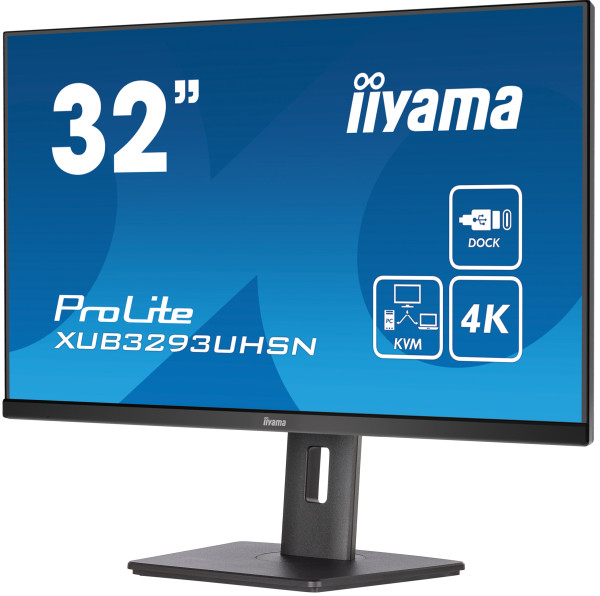 iiyama Monitor 31.5″ Iiyama XUB3293UHSN-B5 IPS 3840×2160/60Hz/4ms/HDMI/DP/USB/RJ45/zvuč
