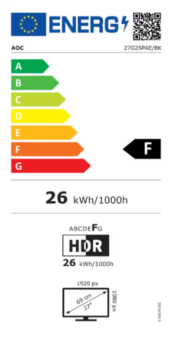 AOC Monitor 27″ AOC 27G2SPAE/BK IPS 1920×1080/165Hz/1ms/HDMI/VGA/DP/zvučnici