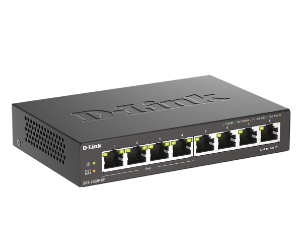 D-Link LAN Switch D-Link DGS-1008P/E 10/100/1000 8port -4Poe