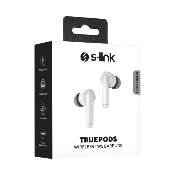 S-link Slušalice sa mikrofonom S-Link TruePods TWS IPX4 Bluetooth bele