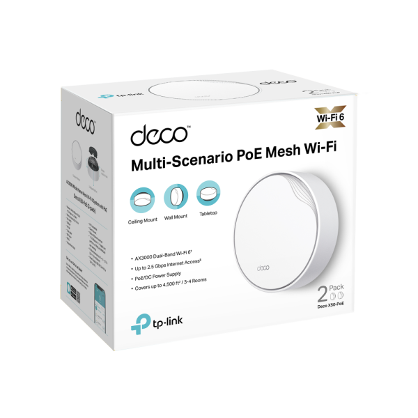 TP-Link LAN Mesh TP-Link Deco X50-PoE WiFi6/AX3000/1×2.5G/1xGLAN/2-pack