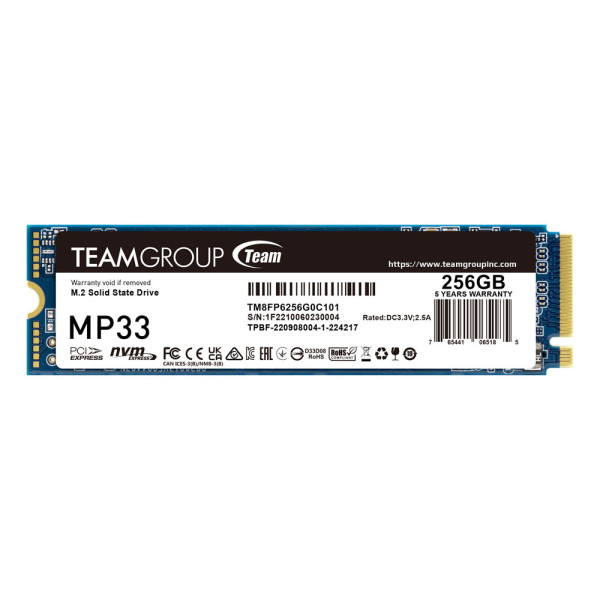TeamGroup SSD M.2 NVMe TeamGroup 256GB MP33 Gen3x4 1600MBs/1000MBs TM8FP6256G0C101