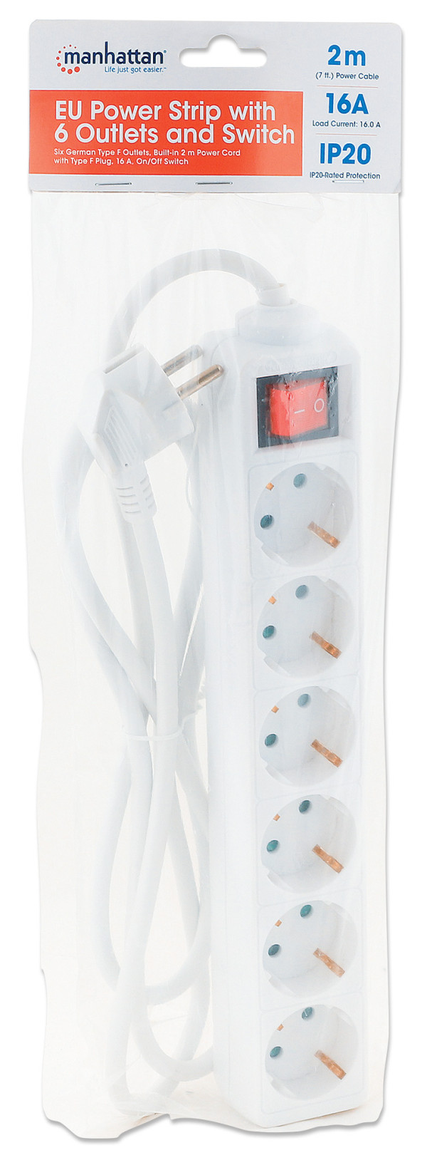 Manhattan Produžni kabl Manhattan 168335 sa 6 utičnica/prekidač/2m
