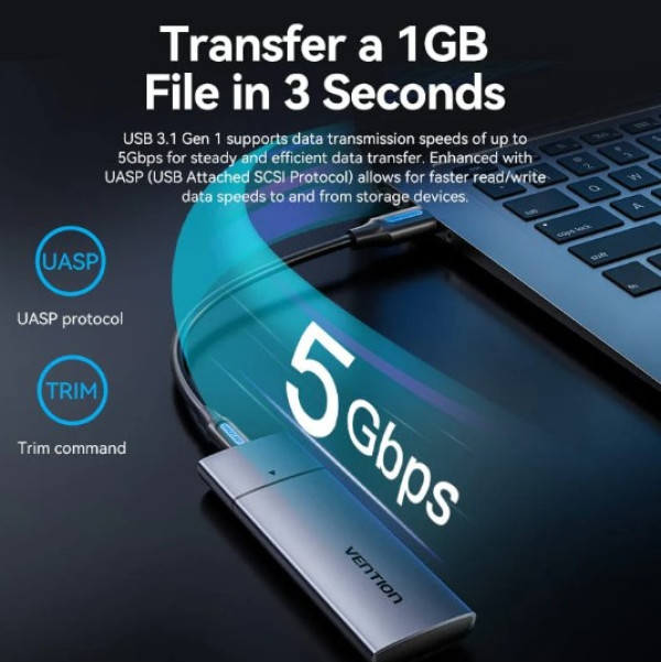 Vention SSD Rack Vention KPEH0 M.2 NGFF USB-C 3.1 Aluminium