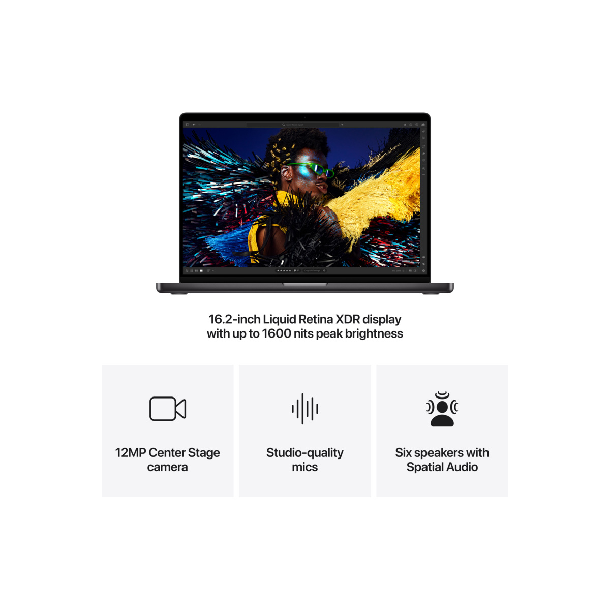Apple 16-inčni MacBook Pro M4 Pro sa 14-jezgarnim CPU-om i 20-jezgarnim GPU-om, 48GB objedinjene memorije i 512GB SSD-om – Space Black