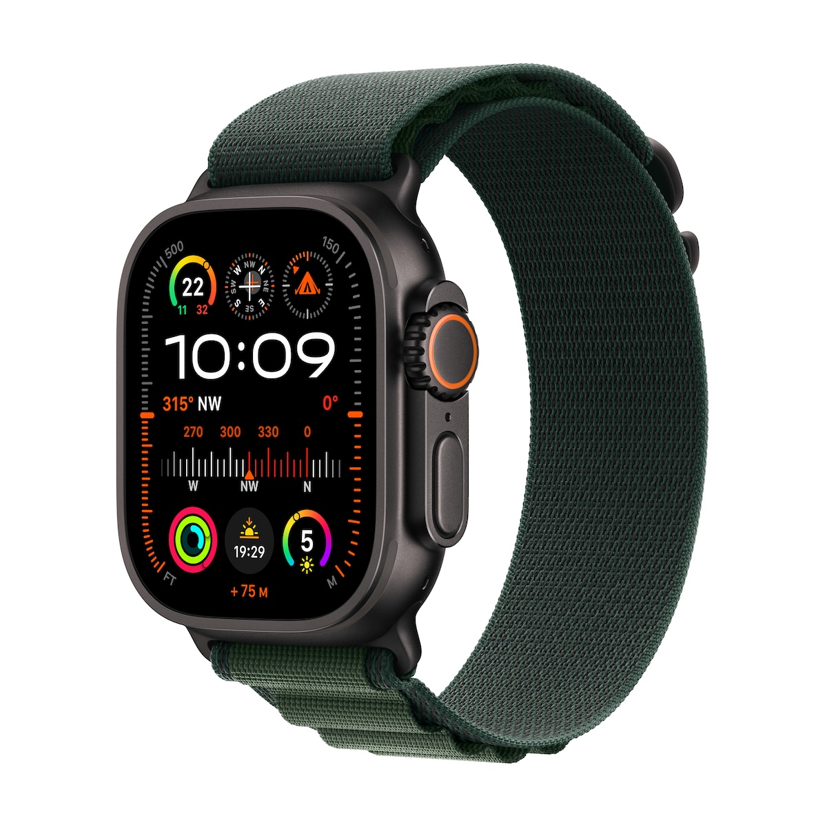 Apple Apple Watch Ultra 2 GPS + Cellular 49mm Black Titanium Case with Dark Green Alpine Loop – Small